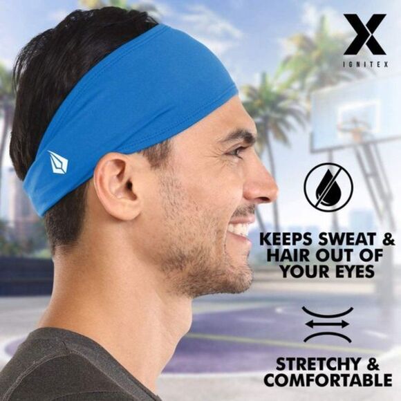 NEW IGNITEX Sports & Workout Sweat Head Band Cool Blue - Picture 3 of 10